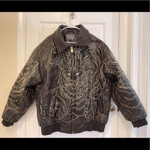 Bluez Brown Double Insulated Vegan Leather Coat